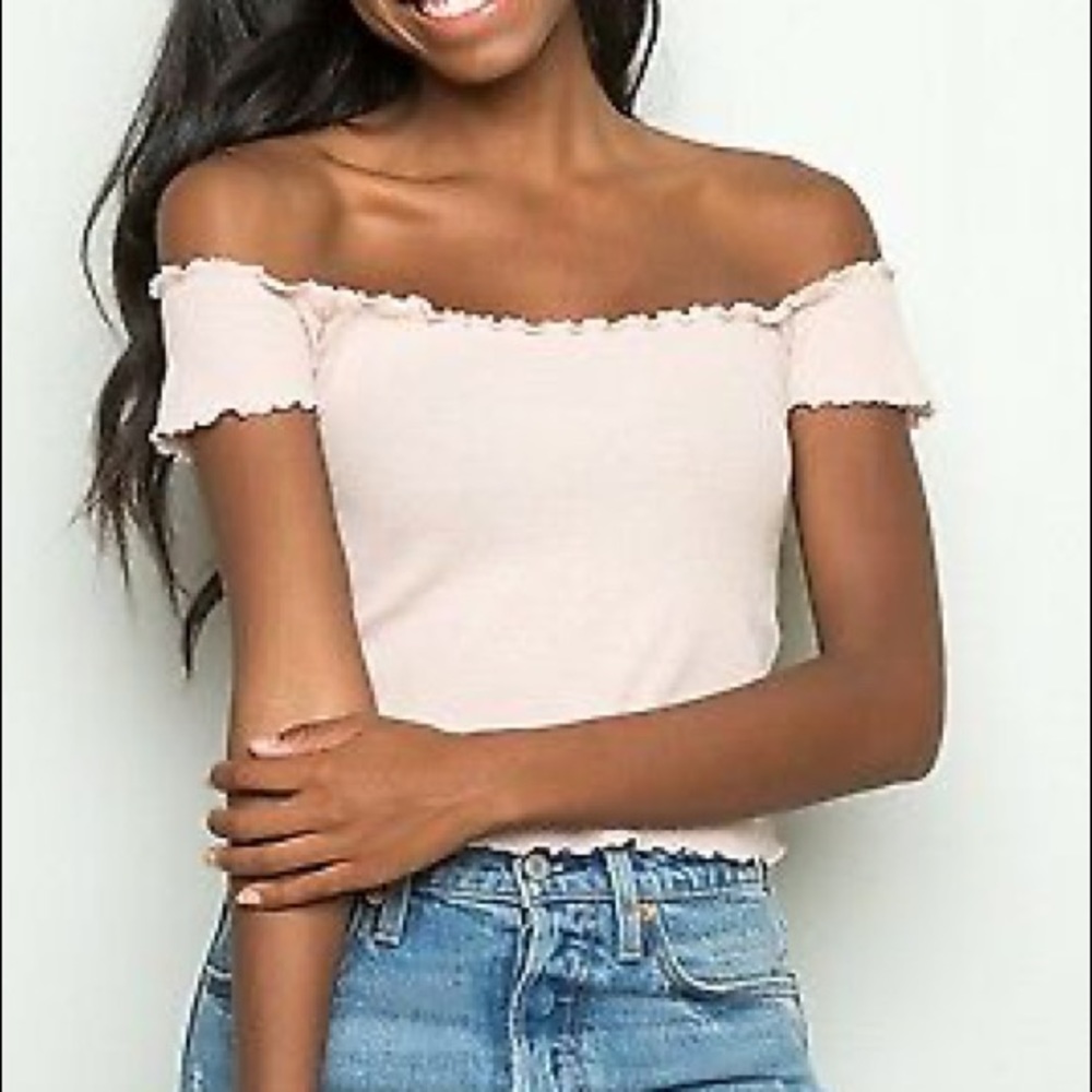 Brandy Melville pink off the shoulder top